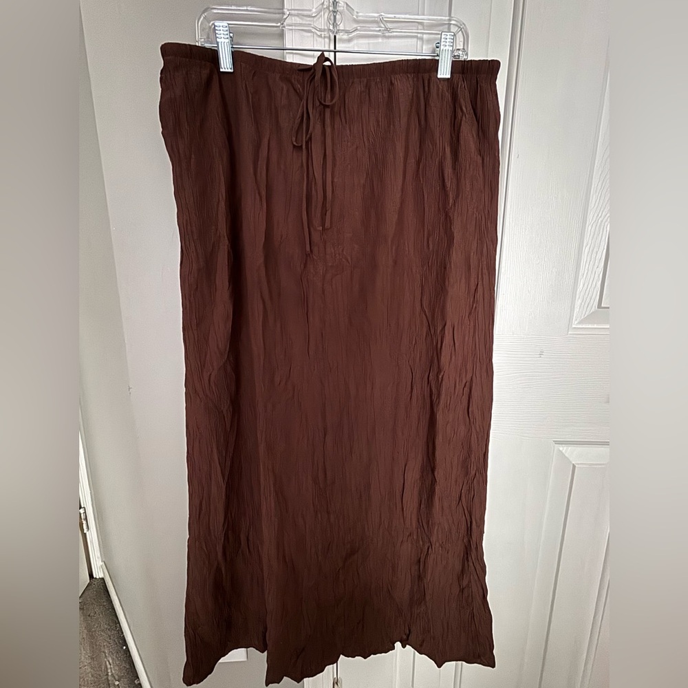 Zara Brown Pleated Maxi Skirt for Casual Resort Wear